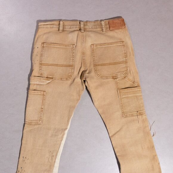 Valabasas Carpenter Stacked Flared Splatter Distressed Brown Jeans Men's 31x35 - Picture 7 of 8